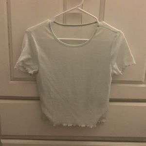 See through blue/green crop top